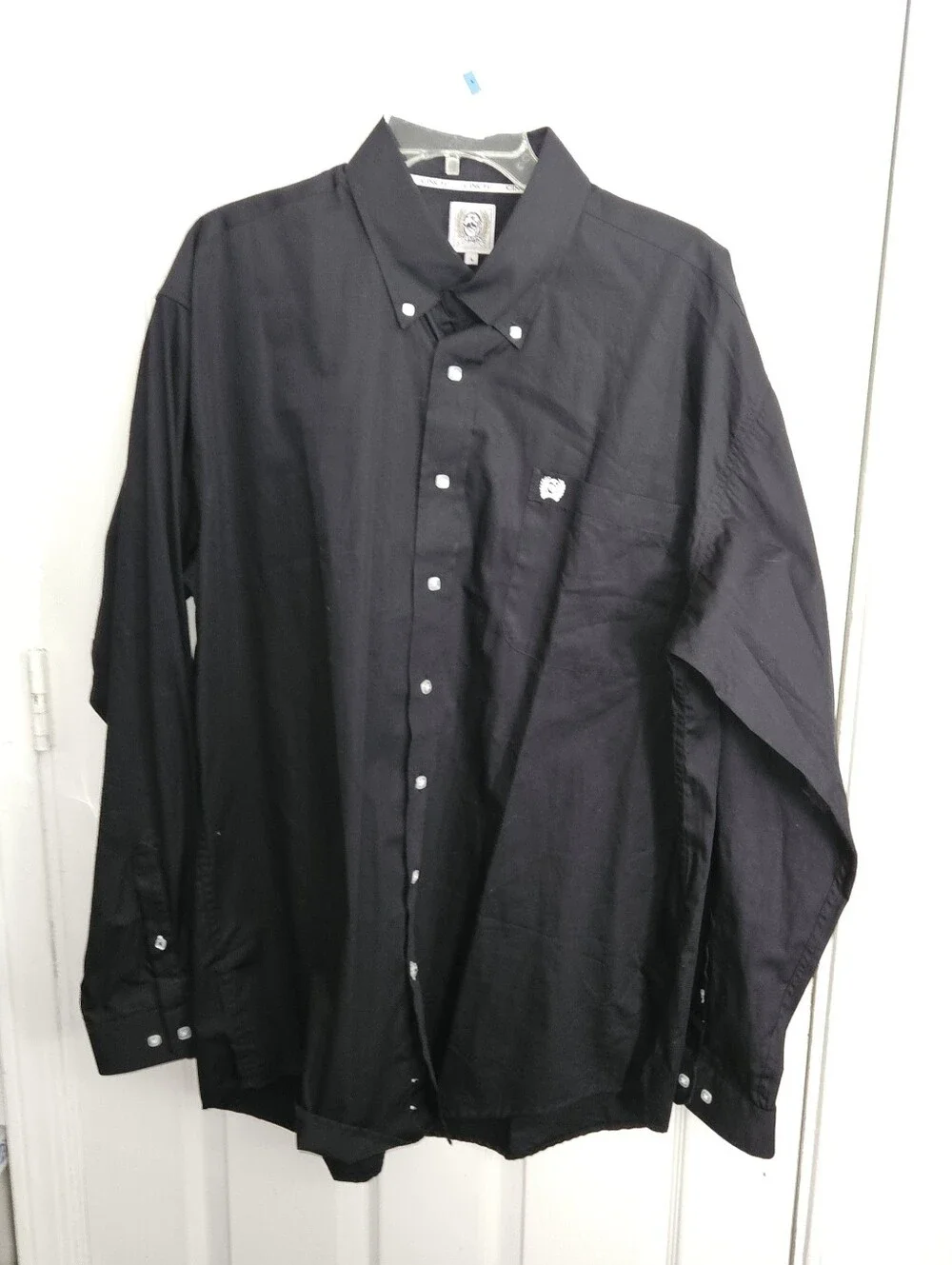 Cinch Mens Button Down Long Sleeve Shirt - Western - Black - 100% Cotton - Large